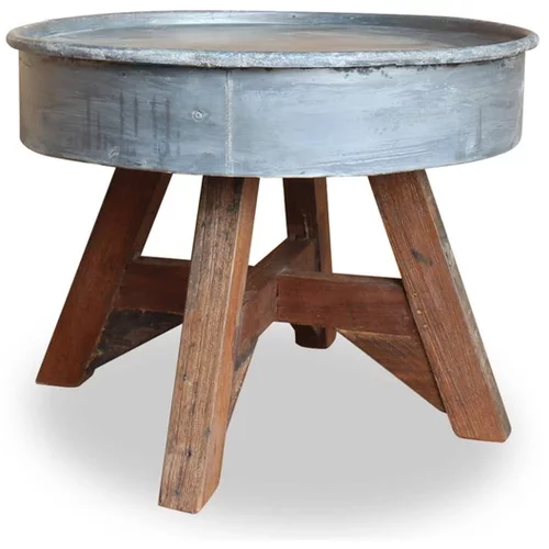  Klubska mizica iz masivnega predelanega lesa 60x45 cm srebrna