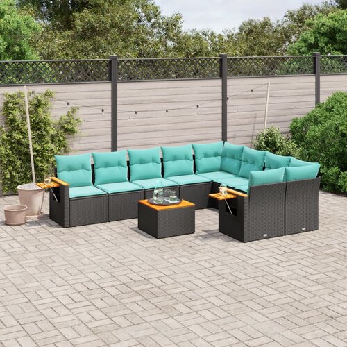 vidaXL 10-dijelni set vrtnih sofa od poliratana s jastucima crni Cijene