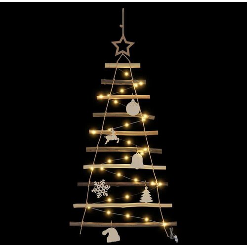 VidaXL Božićno drvce s 30 LED svjetlima Prirodna 90 cm Masivni jasen Slike