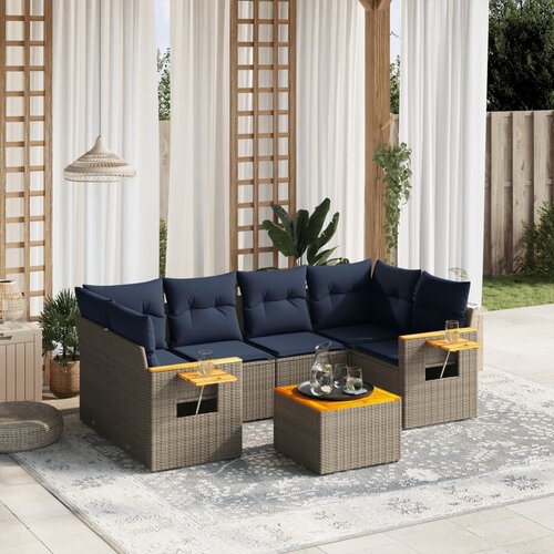 vidaXL 7-dijelni set vrtnih sofa od poliratana s jastucima sivi Cene