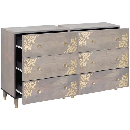 vidaXL Ormarić / Komoda 2 pcs Siva 60 x 33.5 x 75 cm Čvrsto drvo manga Cene