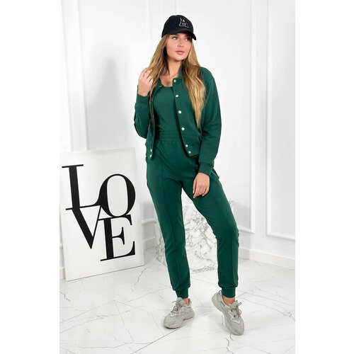 Kesi Set of 3in1 sweatshirt with press studs + top + green pants Slike