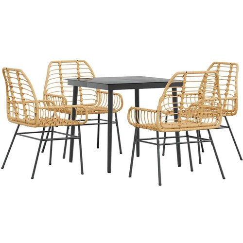 vidaXL Vrtni blagovaonski set od 5 dijelova smeđi poliratan staklo - Smeđa Dužina stola 80 cm 4 Cene
