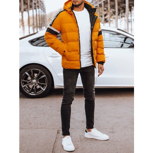 DStreet Men's yellow quilted winter jacket Slike