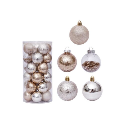  Kuglica 6cm 30kom zlatno-srebr ( 51-573000 ) Slike