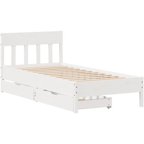 vidaXL Posteljni okvir z vzglavjem bel 75x190 cm trdna borovina, (21322279) Cene