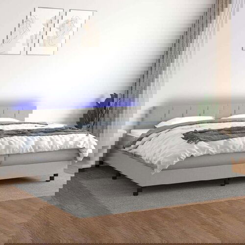  Box spring postelja z vzmetnico LED sv. siva 200x200 cm blago, (20789275) Slike