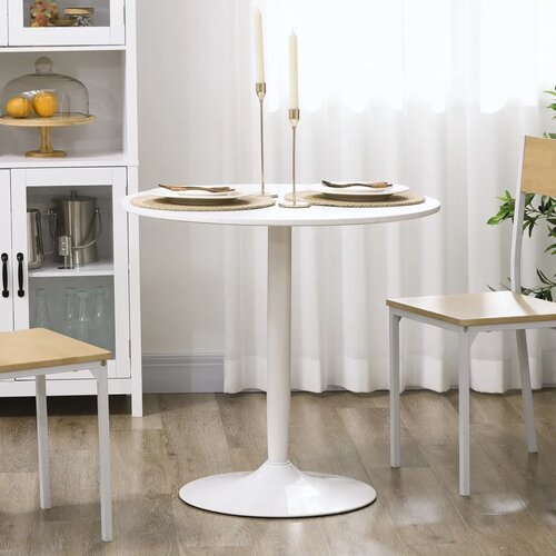  Blagovaonski stol za 2 osobe okrugla ploča &amp;Oslash;80 cm MDF i čelik protuklizni bijela V 75 cm Slike