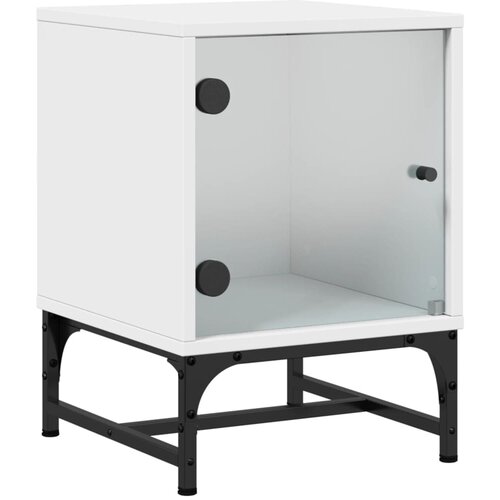  Noćni ormarići sa staklenim vratima 2 kom bijeli 35x37x50 cm Slike