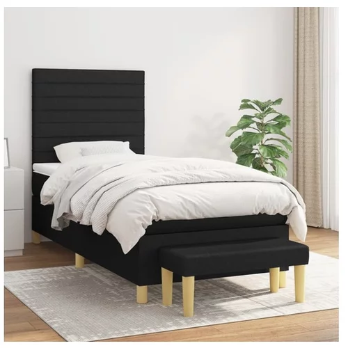  Box spring postelja z vzmetnico črna 90x200 cm blago