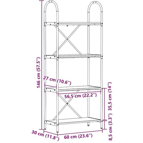 VidaXL Polica Staro drvo 60 x 30 x 146 cm Konstruirano drvo Slike