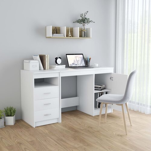  Radni stol bijeli 140 x 50 x 76 cm od konstruiranog drva Slike