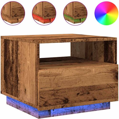 Maison Chic Klubska mizica - kavna mizica - Nizka mizica z LED lučkami starinski les 50x49x40 cm, (21752000) Slike