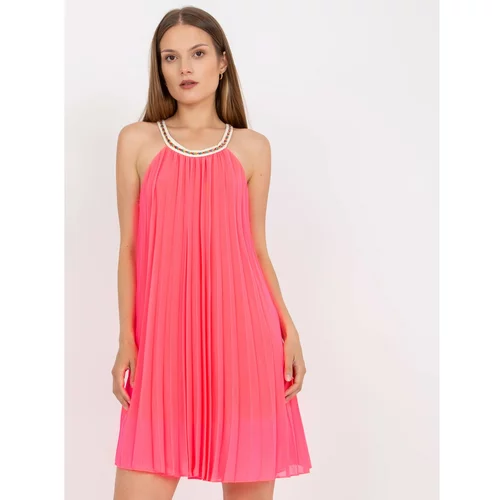 Fashion Hunters Fluo pink one size pleated dress with straps