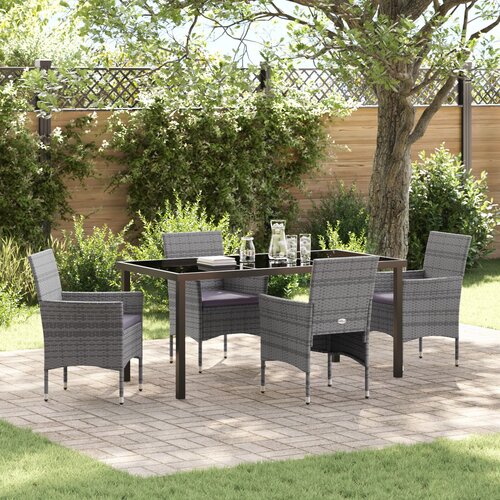 VidaXL set od 5 vrtnih stolica sive poli rattan Slike