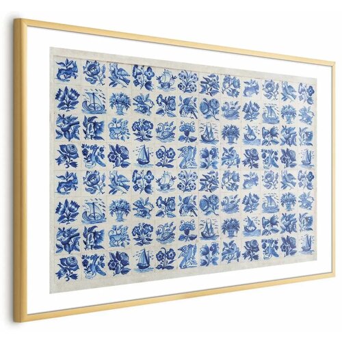  Plakat - Azulejos Tiles - traditional Portuguese ceramic tiles 90x60 Zlatni okvir s margom Cijene