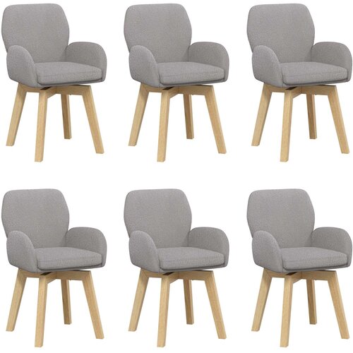 vidaXL Vrtilne jedilne stole 6 pcs Bouclé Svetlo siva 54 x 58 x 87 cm, (5000296773) Cene