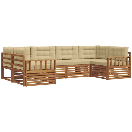  Set vanjskih sofa 6 kom. Prirodna i bež Čvrsto drvo akacije 325 x 168,5 x 73 cm Slike