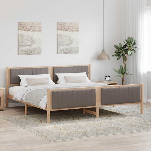 VidaXL Kovinska posteljna konstrukcija Rjava in taupe 200 x 200 cm Slike