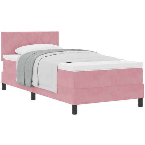 vidaXL Box Spring Postelja z Blazino Roza Enojna Žamet, (22052054) Cene
