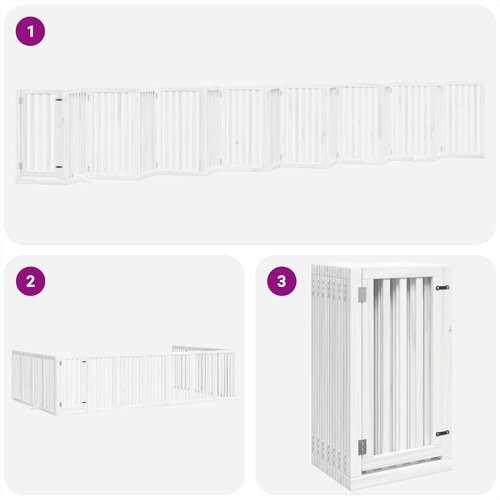  Vrata za pse s vrata&amp;scaron;cima 15 panela sklopiva 750 cm drvo topole Bijela 50 x 90 x 2 cm Slike