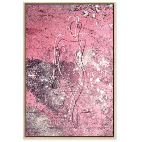  Slika - Figure on Pink Background (1-part) - Female Silhouette in Marble 80x120 U prirodnom drvenom okviru Slike