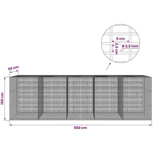  Gabion s žicom debljine 3 5 mm i mrežom 5x2 5 cm 500x50x150 cm - 50 cm 150 cm 500 cm Slike