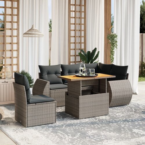 vidaXL 6-dijelni set vrtnih sofa od poliratana s jastucima sivi Cijene