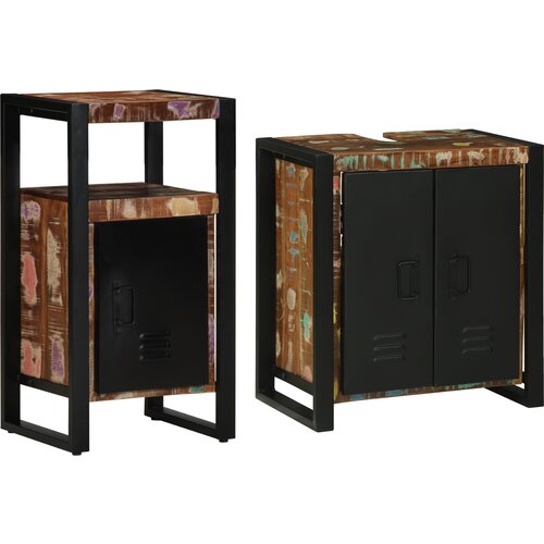 vidaXL Set namještaja za kupaonicu 2 pcs Smeđa masivno obnovljeno drvo Cijene