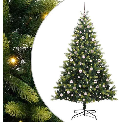  Umjetno savitljivo božićno drvce s 300 LED dioda Zelena 210 cm Slike