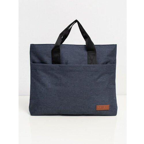 Fashion Hunters Navy blue fabric laptop bag Slike