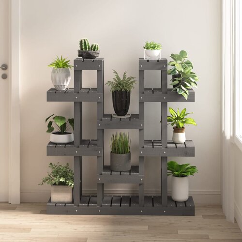 vidaXL Stojalo za rastline sivo 104,5x25x109,5 cm trdna borovina Cene
