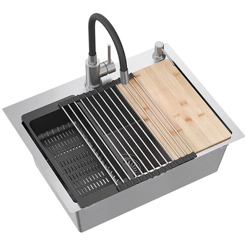 Quadron jekleno pomivalno korito luke 110 workstation brush nickel Slike