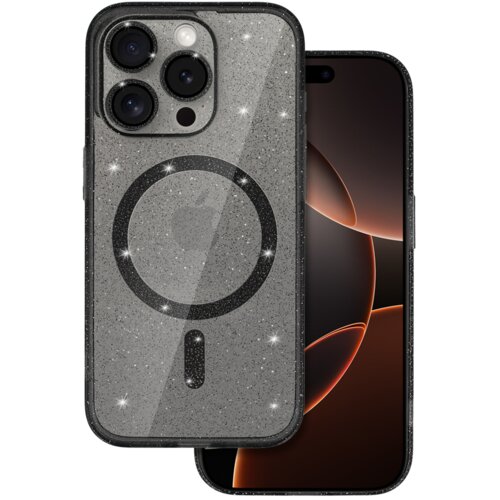 Onasi silikonski ovitek glitter magsafe za iphone 16 pro max - prozorno črn z bleščicami Cene