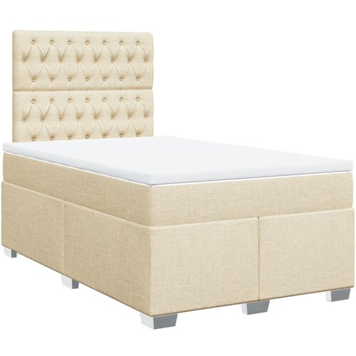 vidaXL Box spring postelja z vzmetnico krem 120x190 cm blago, (21304928) Cene