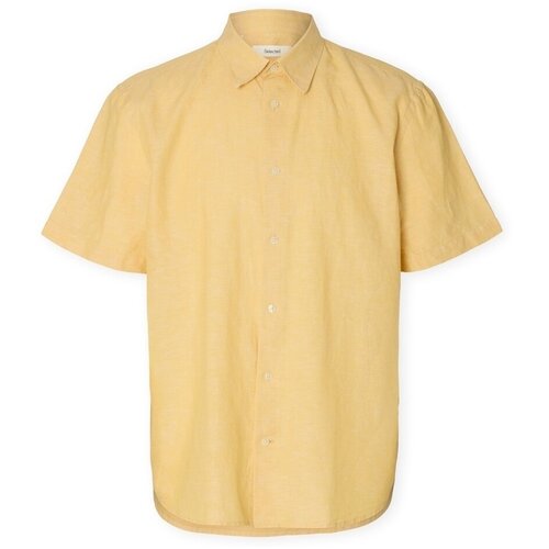 Selected Srajce s kratkimi rokavi Noos Regclay Linen Shirt - Ochre/Mixed Rumena Slike
