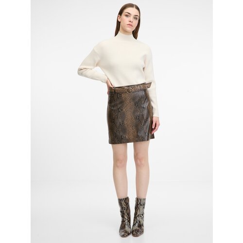 Orsay Brown women's faux leather skirt - Women's Cene
