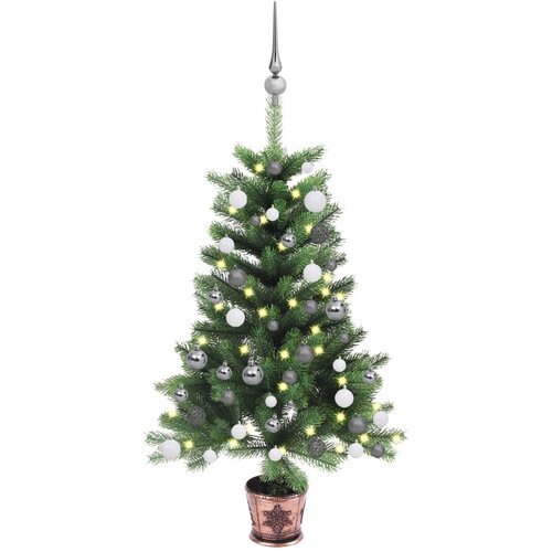  Umjetno osvijetljeno božićno drvce s kuglicama 90 cm zeleno Slike