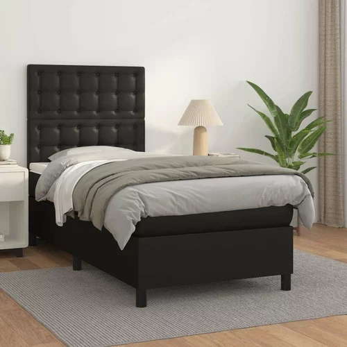  Box spring postelja z vzmetnico črn 90x190 cm umetno usnje, (20790630)