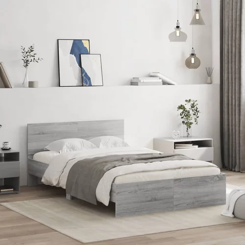  Okvir kreveta s uzglavljem siva boja hrasta 120x200 cm