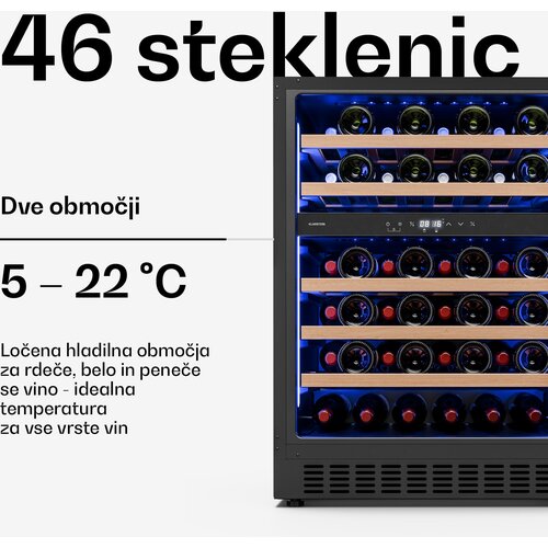 Klarstein illuminosa ugradbeni vinski hladnjak | dvozonski | 129 litra | 46 boca | 60 cm Slike