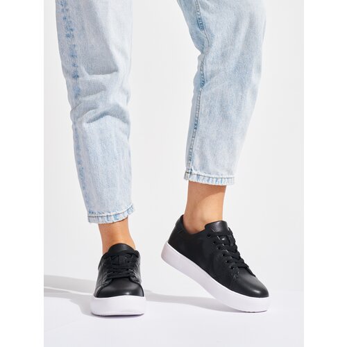 Sergio Leone Women's Leather Black Lace-Up Sneakers Cijene