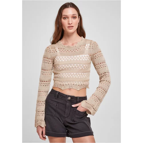 UC Curvy Ladies Cropped Crochet Knit Sweater softseagrass