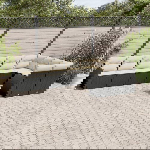 vidaXL Vrtna sedežna garnitura 9-delna z blazinami črn poli ratan Cene