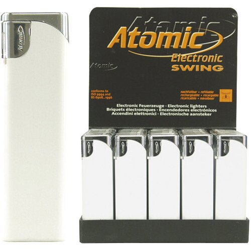  Upaljač elektronski sjajni atomic swing trober 3622100 bijelo/srebrni Slike
