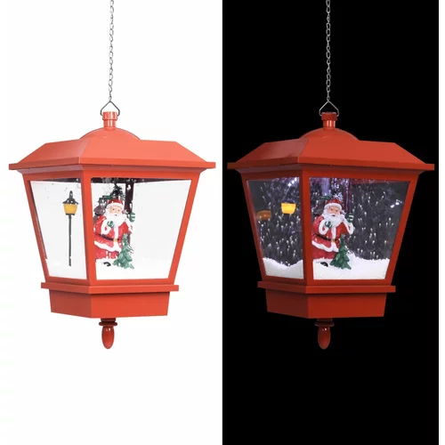 vidaXL božična viseča svetilka LED z Božičkom rdeča 27x27x45 cm