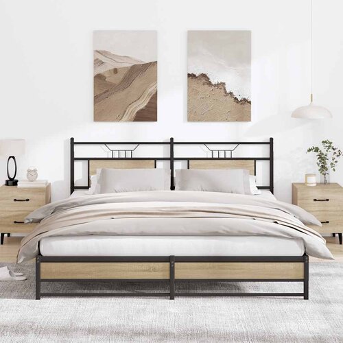  Metalni okvir kreveta bez madraca boja hrasta sonome 183x213 cm Cijene