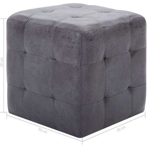 VidaXL Tabure 2 kom sivi 30 x 30 x 30 cm od umjetne bru&amp;scaron;ene kože Slike