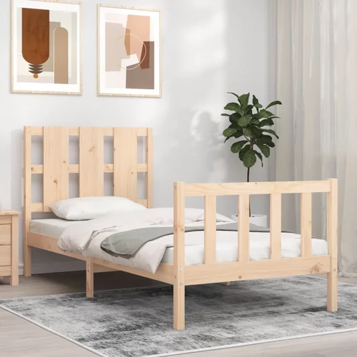 vidaXL Okvir kreveta s uzglavljem 90 x 190 cm od masivnog drva