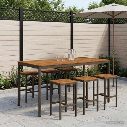  Stol za bar u vrtu Prirodna i kava 196 x 100,5 x 105 cm Cijene